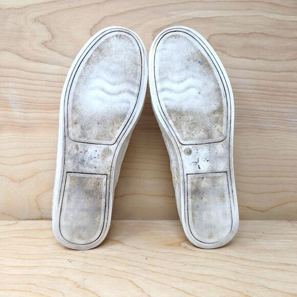 Jack Rogers Kennedy White Leather Embroidered Sneakers Size 8 Turtle & Heart - Picture 7 of 7